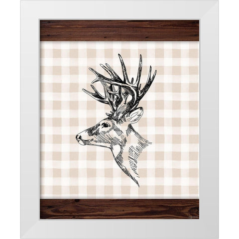 Sketchy Deer White Modern Wood Framed Art Print by Brown, Kyra