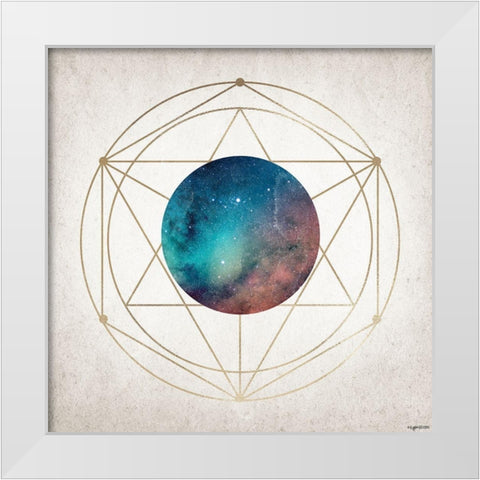 Geo Planet White Modern Wood Framed Art Print by Brown, Kyra