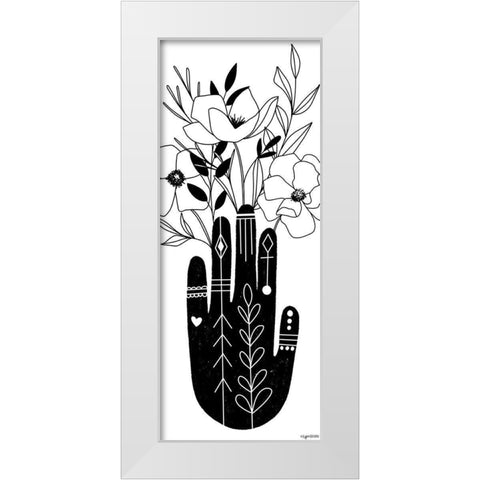 Flower Hand White Modern Wood Framed Art Print by Brown, Kyra