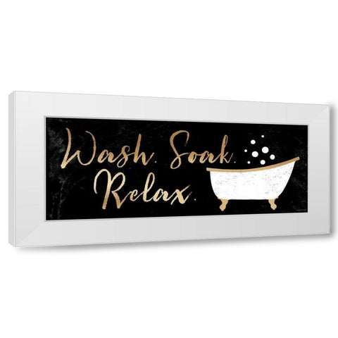 Wash, Soak, Relax White Modern Wood Framed Art Print by Brown, Kyra