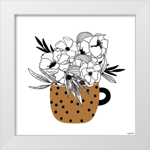 Mustard Flower Mug White Modern Wood Framed Art Print by Brown, Kyra
