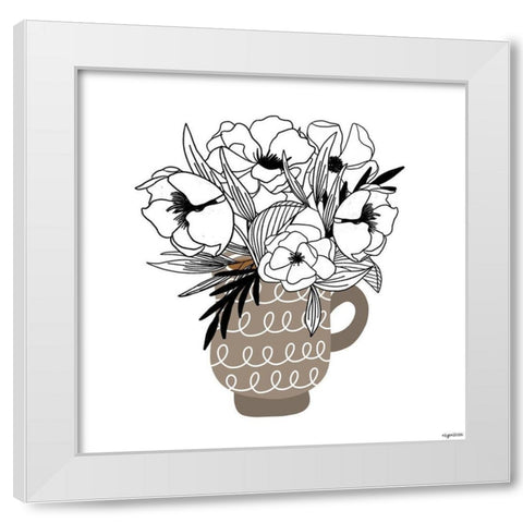 Gray Flower Mug White Modern Wood Framed Art Print by Brown, Kyra