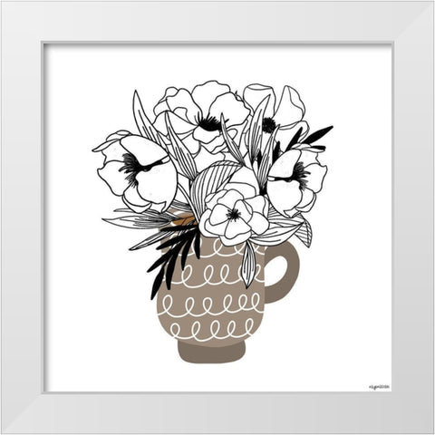 Gray Flower Mug White Modern Wood Framed Art Print by Brown, Kyra