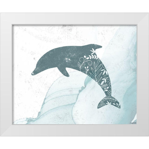 Dolphin White Modern Wood Framed Art Print by Brown, Kyra