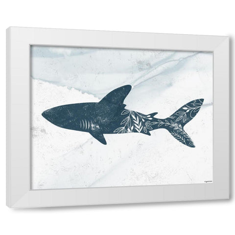 Shark White Modern Wood Framed Art Print by Brown, Kyra