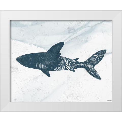 Shark White Modern Wood Framed Art Print by Brown, Kyra
