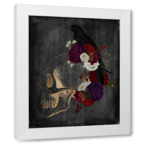 Skull Raven White Modern Wood Framed Art Print by Brown, Kyra