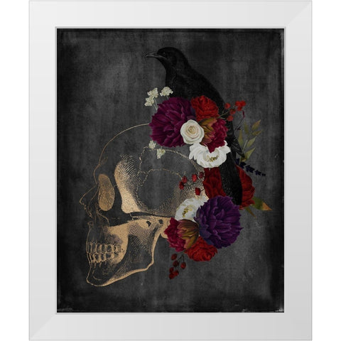 Skull Raven White Modern Wood Framed Art Print by Brown, Kyra