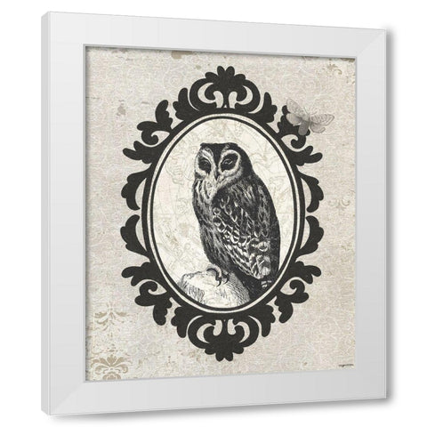 Celestial Owl White Modern Wood Framed Art Print by Brown, Kyra