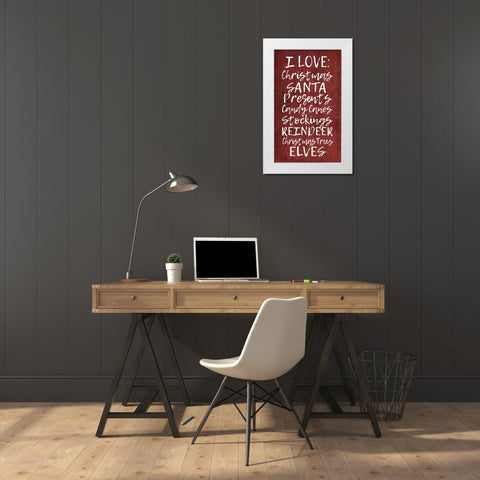 Christmas Loves White Modern Wood Framed Art Print by Brown, Kyra