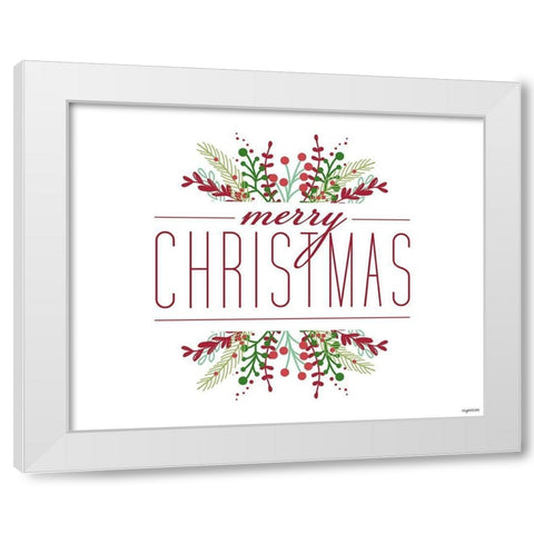 Merry Christmas White Modern Wood Framed Art Print by Brown, Kyra
