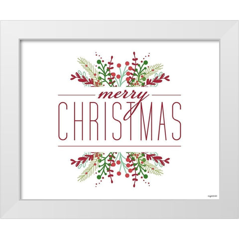 Merry Christmas White Modern Wood Framed Art Print by Brown, Kyra