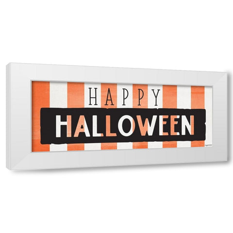 Happy Halloween Stripes White Modern Wood Framed Art Print by Brown, Kyra