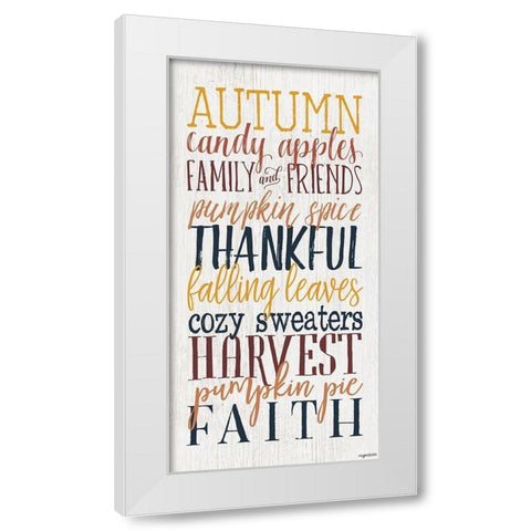 Autumn Words White Modern Wood Framed Art Print by Brown, Kyra