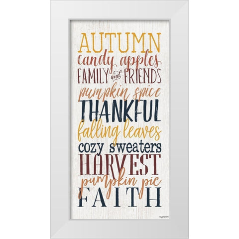 Autumn Words White Modern Wood Framed Art Print by Brown, Kyra