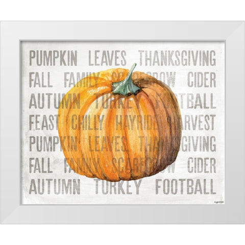 Harvest Pumpkin White Modern Wood Framed Art Print by Brown, Kyra