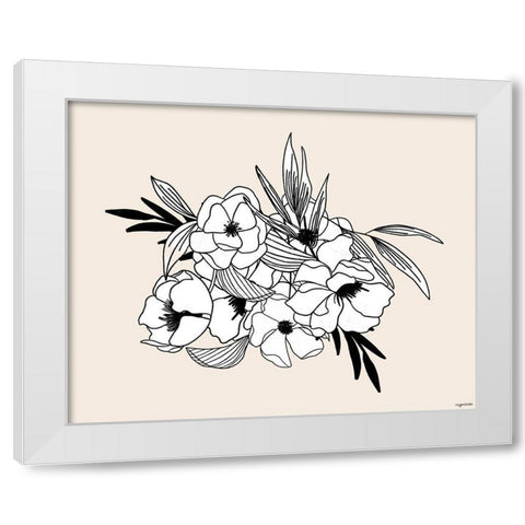 BW Flowers White Modern Wood Framed Art Print by Brown, Kyra