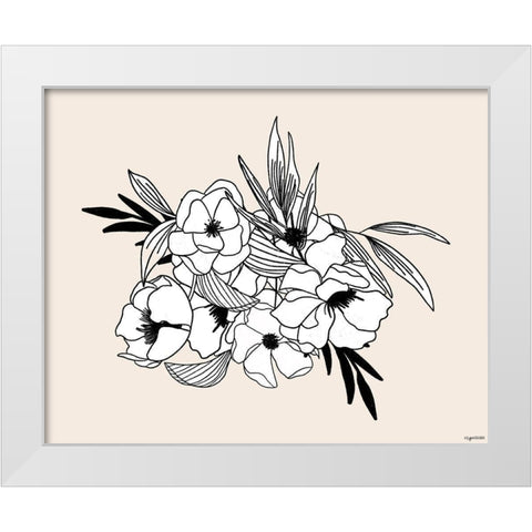 BW Flowers White Modern Wood Framed Art Print by Brown, Kyra