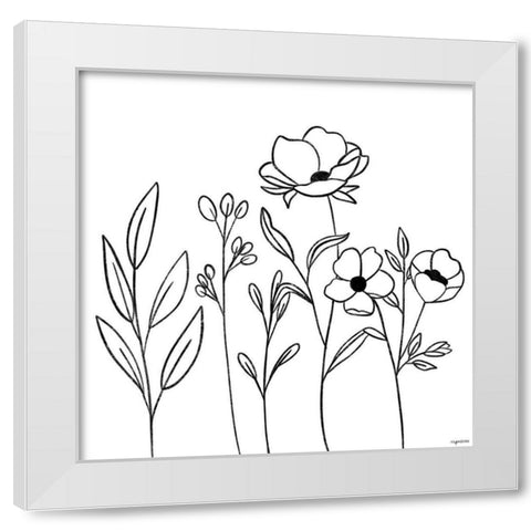 BW Flowers V  White Modern Wood Framed Art Print by Brown, Kyra