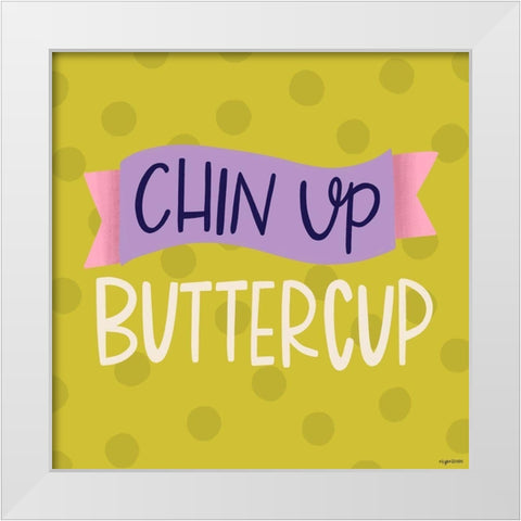 Chin Up Buttercup White Modern Wood Framed Art Print by Brown, Kyra