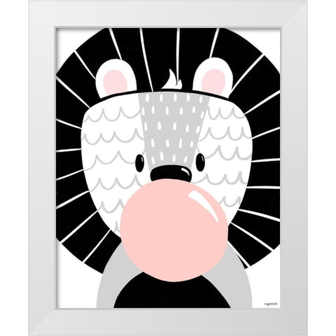 Black Lion White Modern Wood Framed Art Print by Brown, Kyra