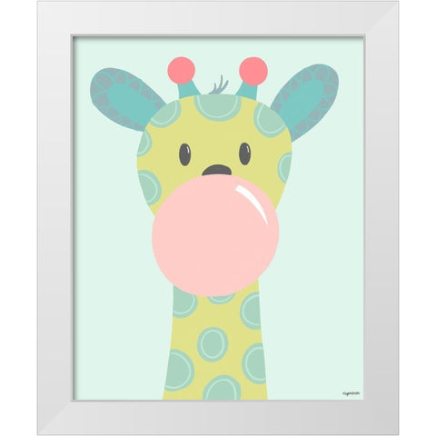 Kid Giraffe White Modern Wood Framed Art Print by Brown, Kyra