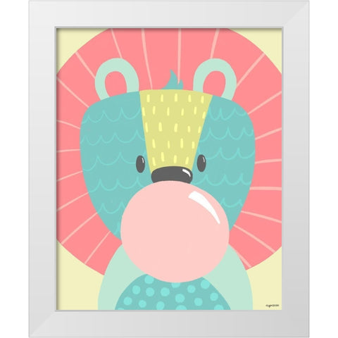 Kid Lion White Modern Wood Framed Art Print by Brown, Kyra