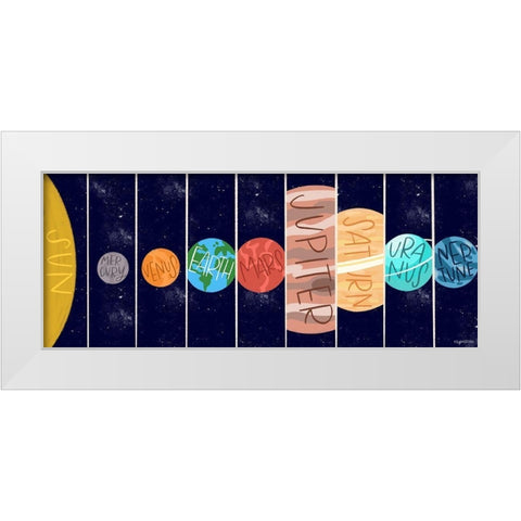 Solar System White Modern Wood Framed Art Print by Brown, Kyra