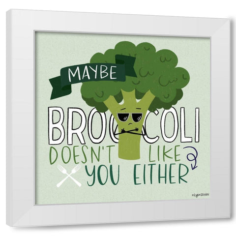 Broccoli White Modern Wood Framed Art Print by Brown, Kyra