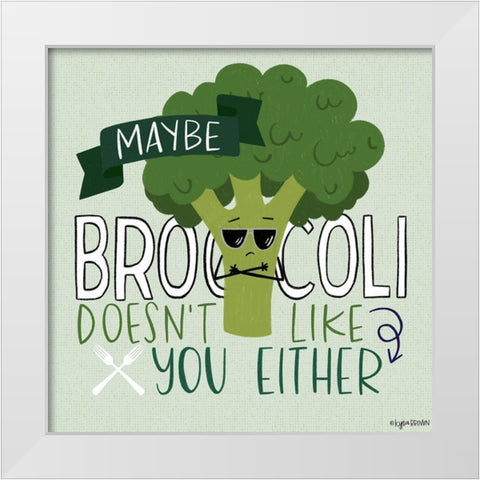 Broccoli White Modern Wood Framed Art Print by Brown, Kyra