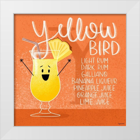 Yellow Bird White Modern Wood Framed Art Print by Brown, Kyra