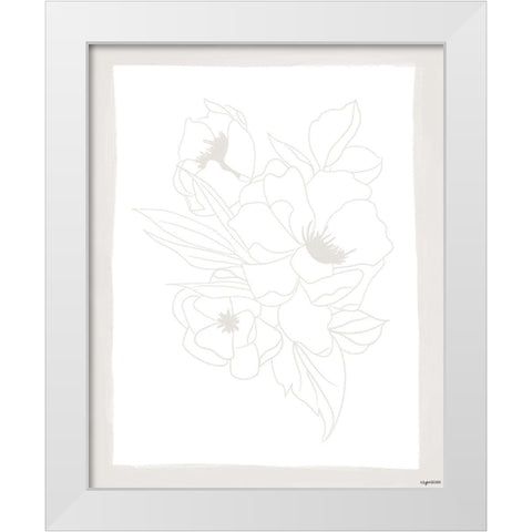 Stencil Floral I White Modern Wood Framed Art Print by Brown, Kyra