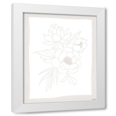 Stencil Floral II White Modern Wood Framed Art Print by Brown, Kyra