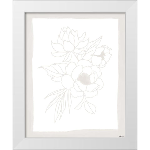 Stencil Floral II White Modern Wood Framed Art Print by Brown, Kyra