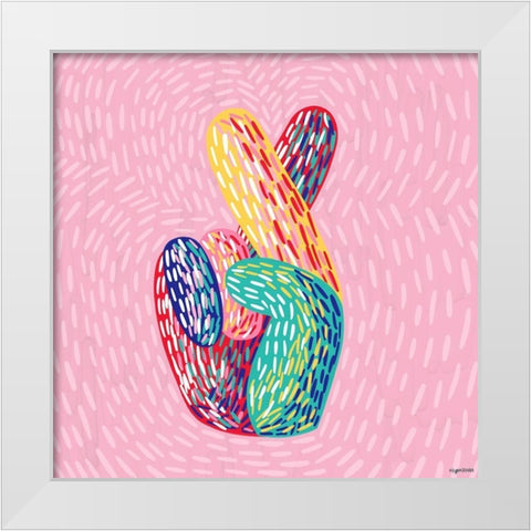 Fingers Crossed White Modern Wood Framed Art Print by Brown, Kyra