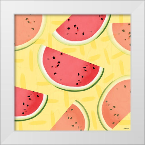 Watermelon White Modern Wood Framed Art Print by Brown, Kyra