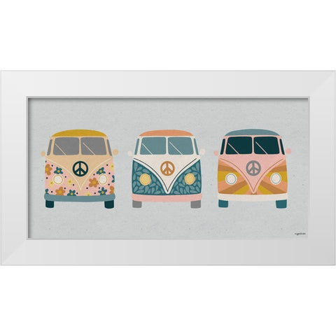 Busses White Modern Wood Framed Art Print by Brown, Kyra