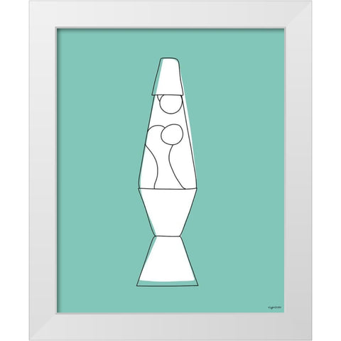 Teal Lava Lamp White Modern Wood Framed Art Print by Brown, Kyra