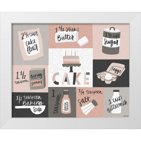 Cake Recipe White Modern Wood Framed Art Print by Brown, Kyra