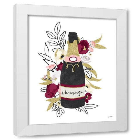 Champagne Floral White Modern Wood Framed Art Print by Brown, Kyra