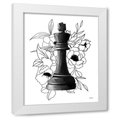 Black King Floral White Modern Wood Framed Art Print by Brown, Kyra