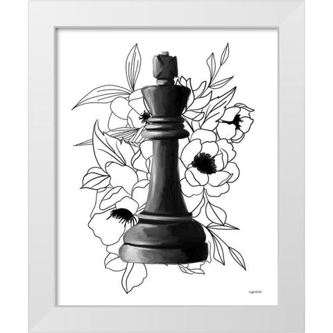Black King Floral White Modern Wood Framed Art Print by Brown, Kyra
