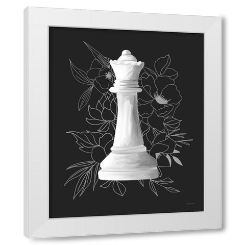 White Queen Floral White Modern Wood Framed Art Print by Brown, Kyra