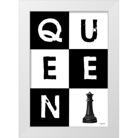 Queen Grid White Modern Wood Framed Art Print by Brown, Kyra