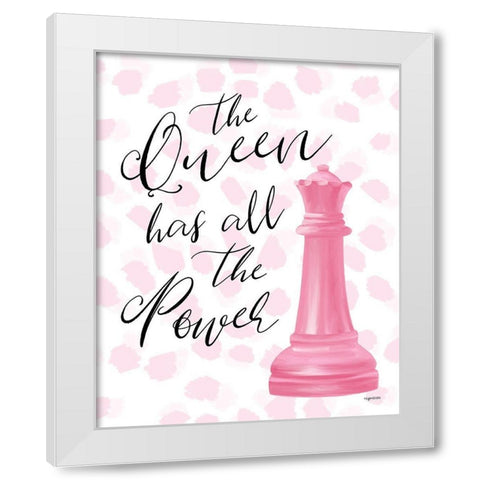Queen Has the Power White Modern Wood Framed Art Print by Brown, Kyra