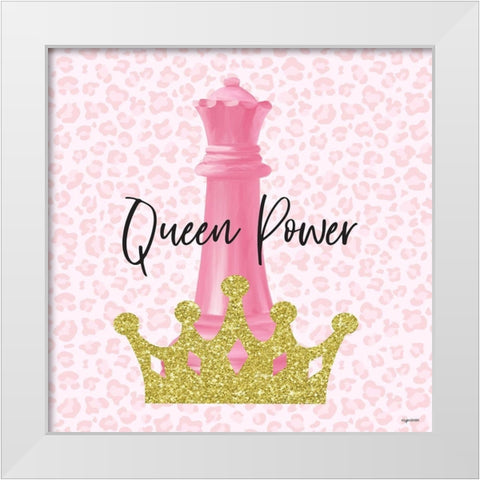 Queen Power White Modern Wood Framed Art Print by Brown, Kyra