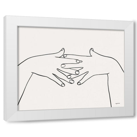 Hands II White Modern Wood Framed Art Print by Brown, Kyra