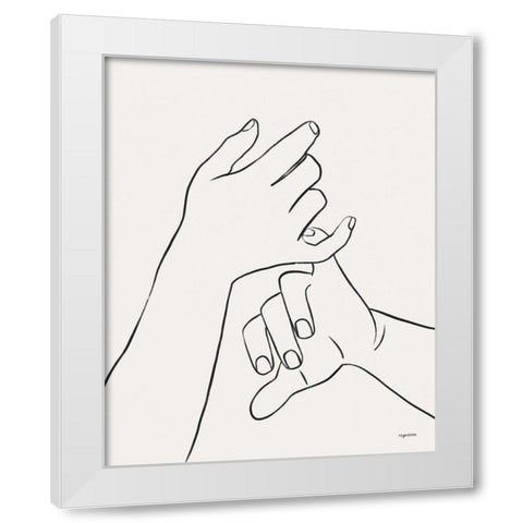 Hands III White Modern Wood Framed Art Print by Brown, Kyra