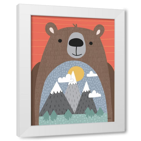 Adventure Bear White Modern Wood Framed Art Print by Brown, Kyra