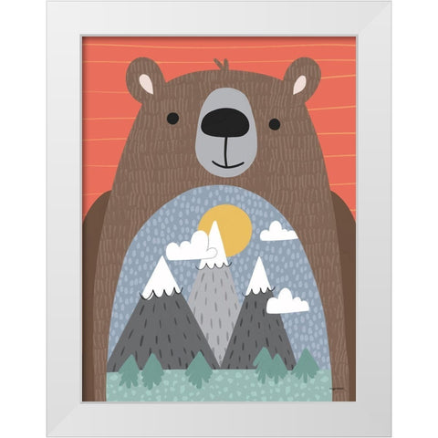 Adventure Bear White Modern Wood Framed Art Print by Brown, Kyra